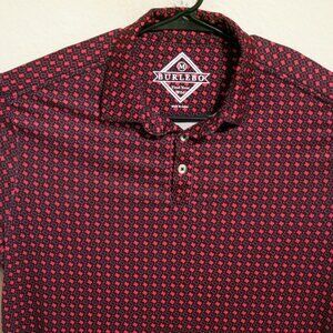 Burlebo Shirt Mens Medium Short Sleeve Performance Polo Black Red Texas
